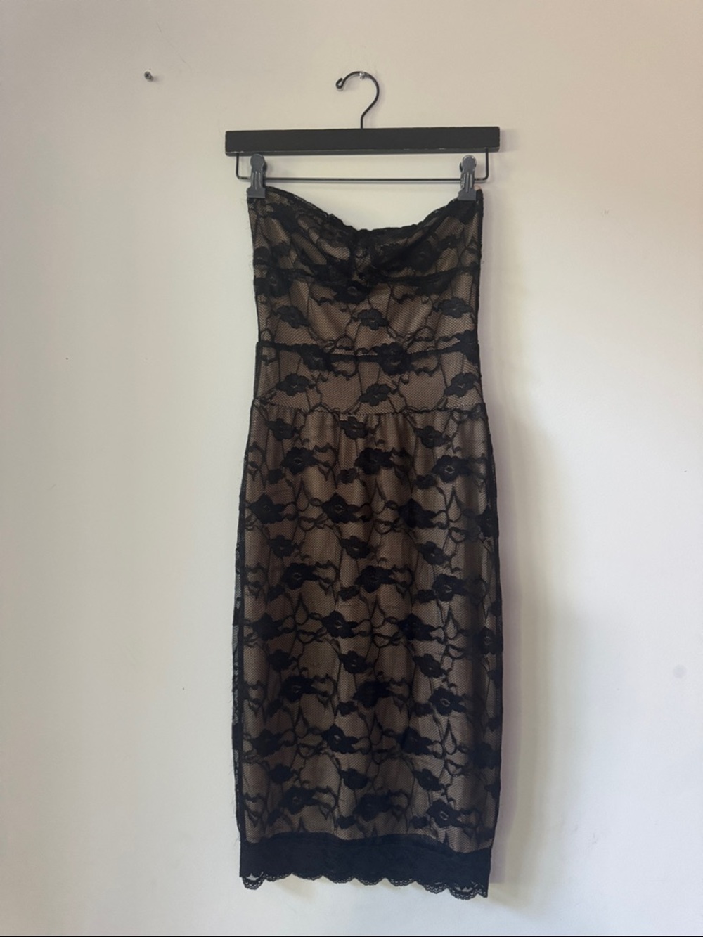 Strapless Black Lace Dress (w/ Nude Lining)